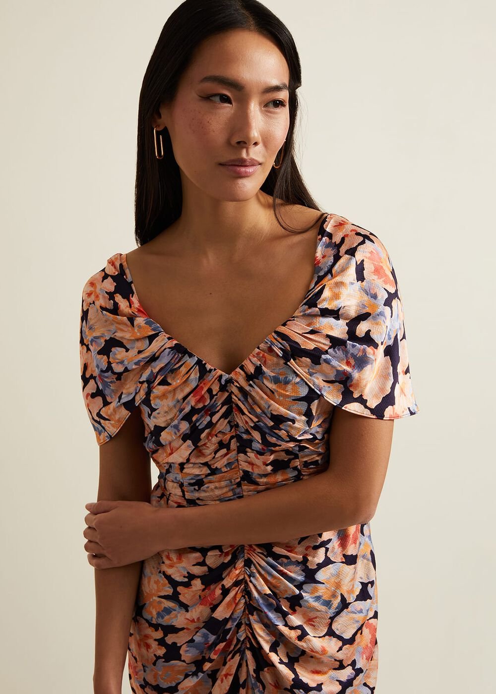 Prudence Cold Shoulder Midi Dress - Multi-Coloured