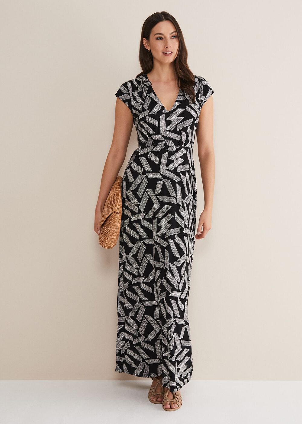 Siobhan Abstract Maxi Dress - Black/White