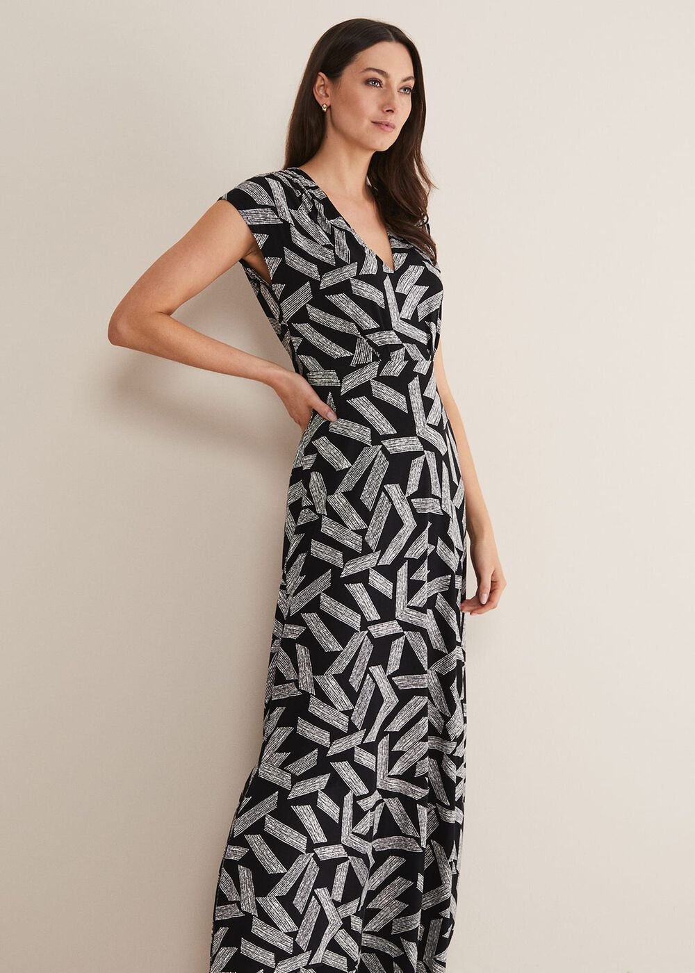 Siobhan Abstract Maxi Dress - Black/White
