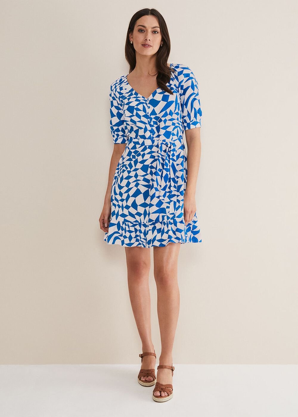 Penele Geo Swing Dress - Blue