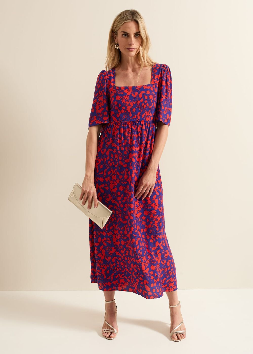 Ayesha Floral Midaxi Dress - Red/Purple