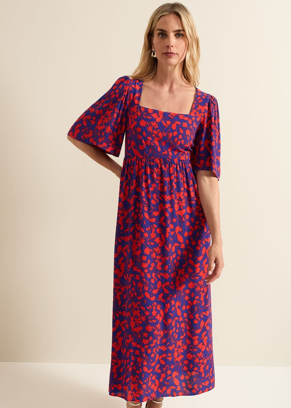Ayesha Floral Midaxi Dress - Red/Purple