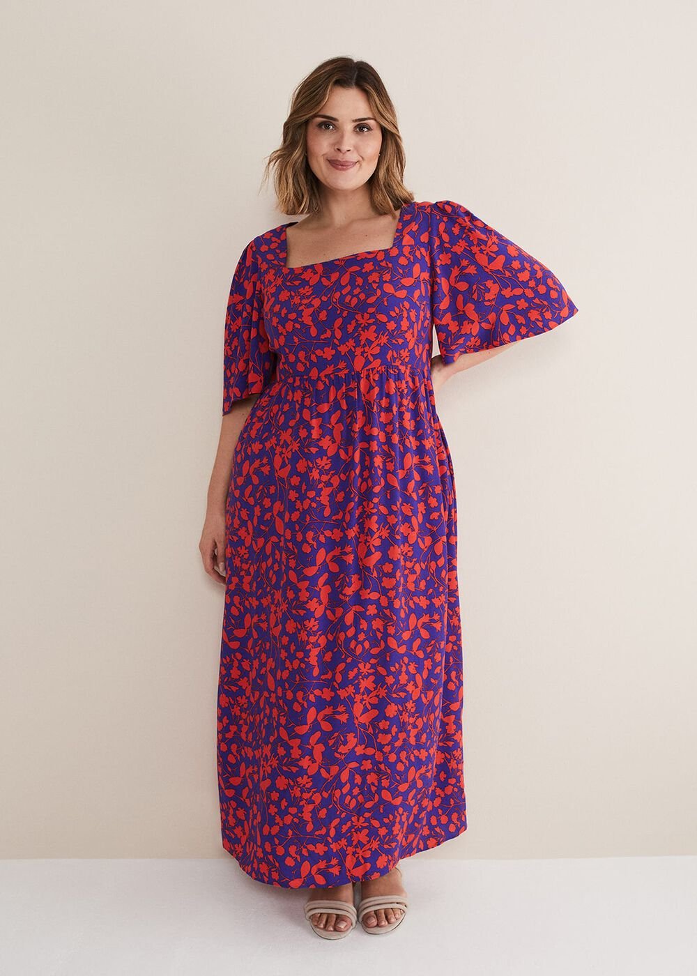 Ayesha Floral Midaxi Dress - Red/Purple