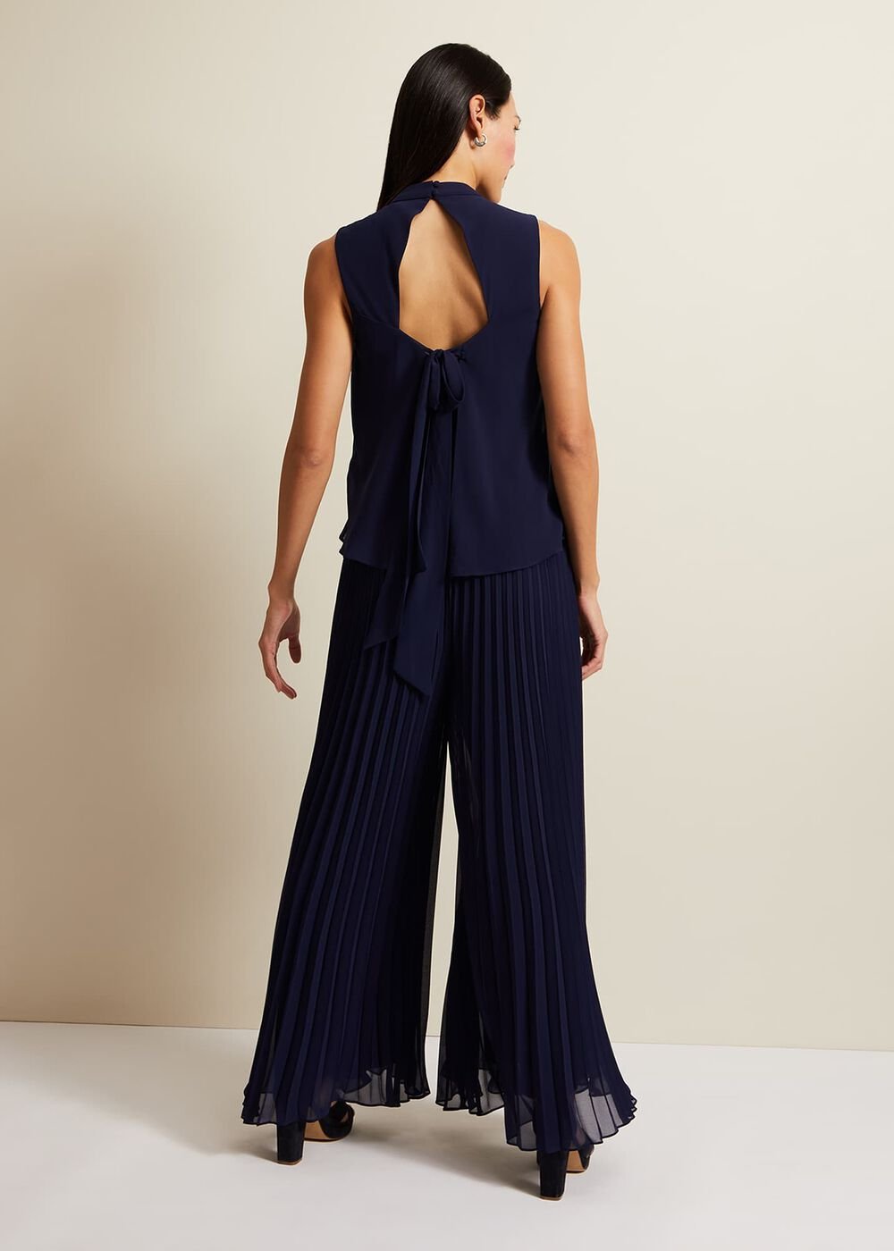 Eden Navy Pleated Jumpsuit - Navy