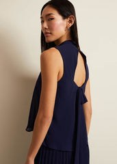 Eden Navy Pleated Jumpsuit - Navy