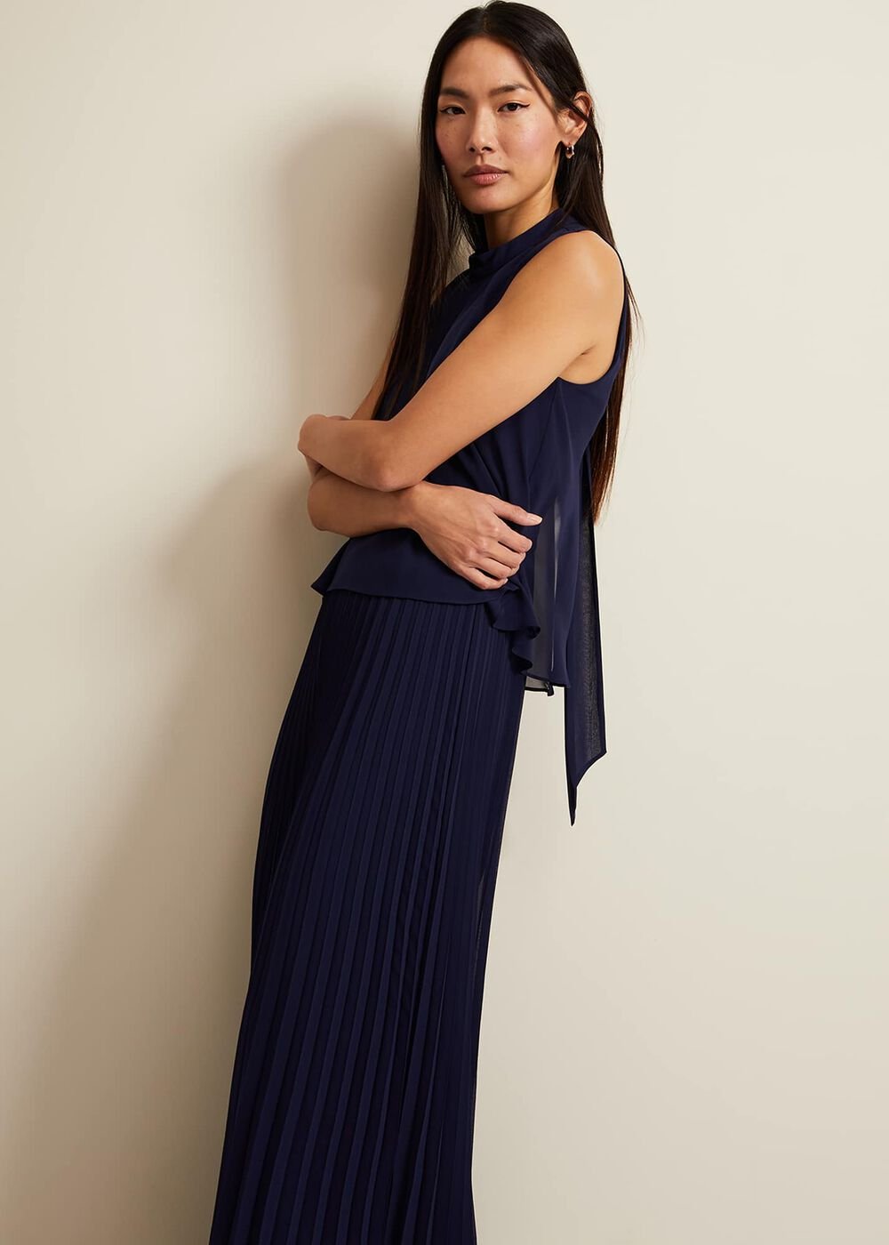 Eden Navy Pleated Jumpsuit - Navy