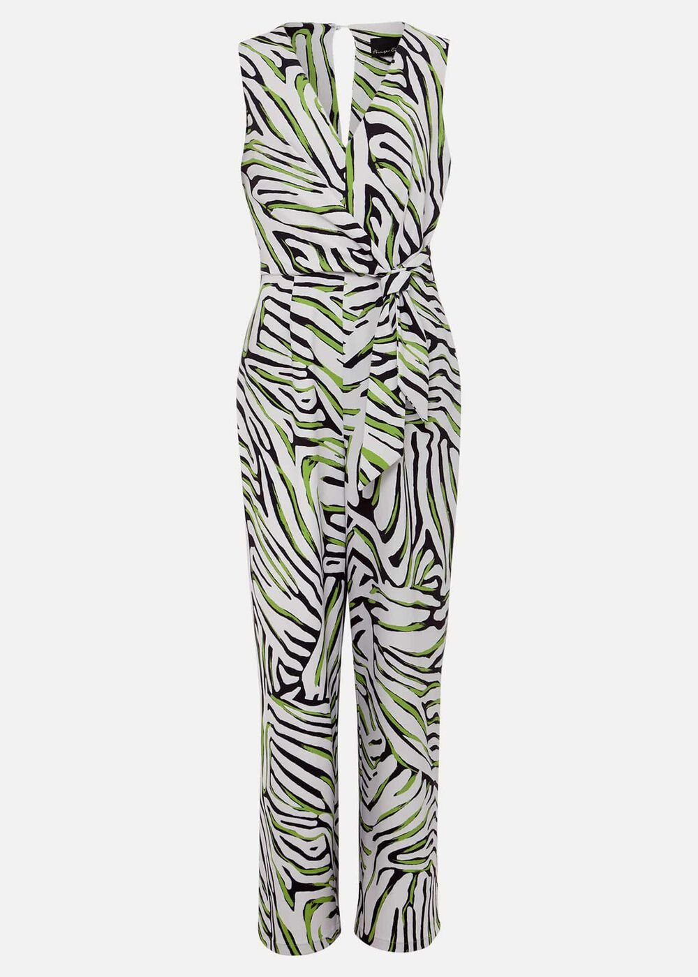 Tamsin Zebra Print Wide Leg Jumpsuit - Green/Neutral