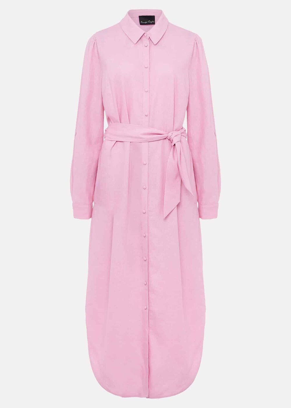 Rosalina Pink Linen Shirt Dress - Pink
