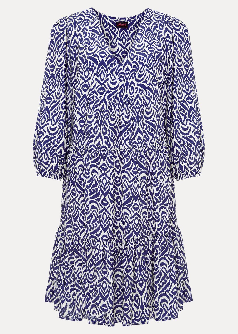 Alicia Ikat Swing Mini Dress - Blue/Ivory