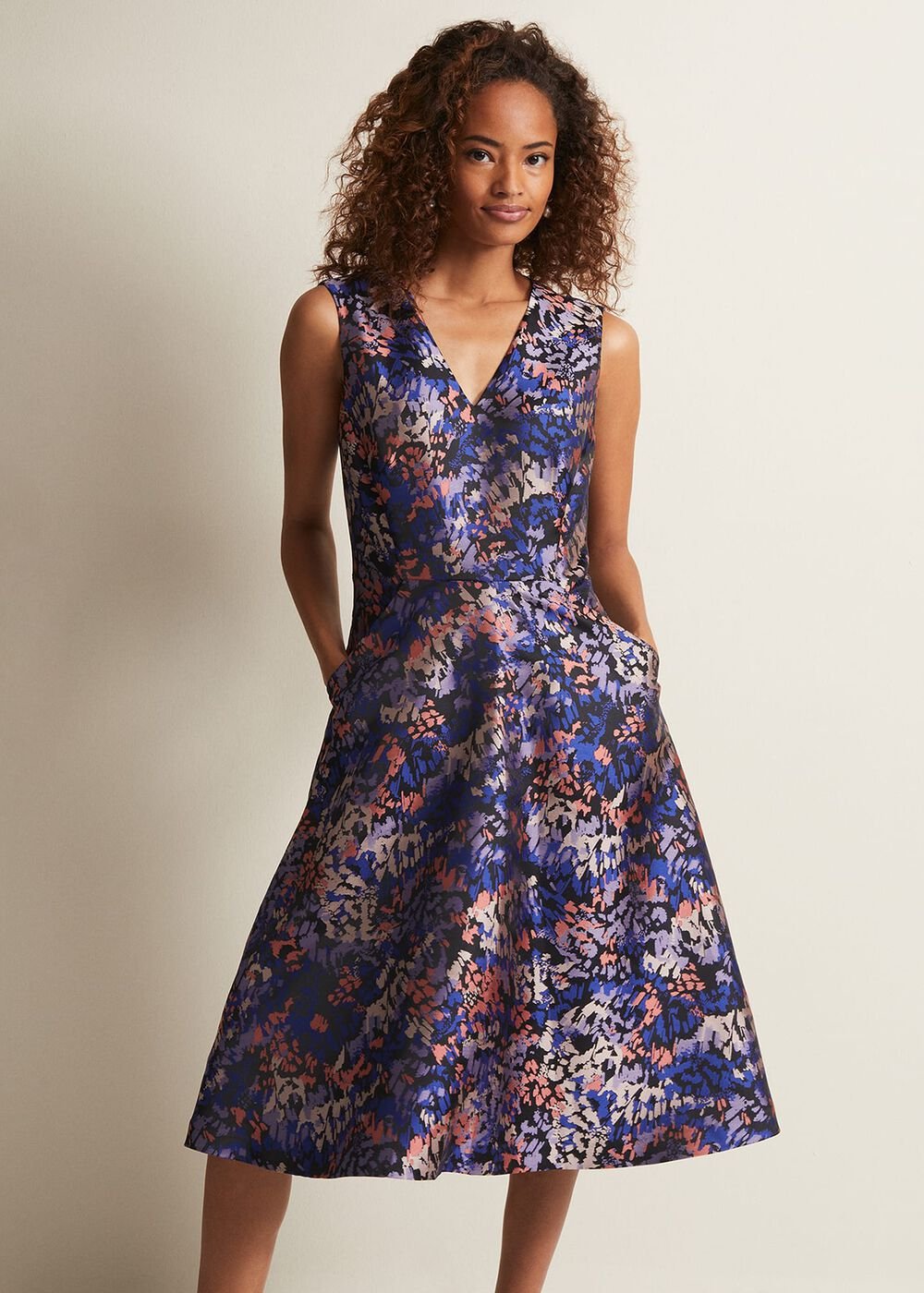 Adonia Abstract Jacquard Dress - Multi-Coloured
