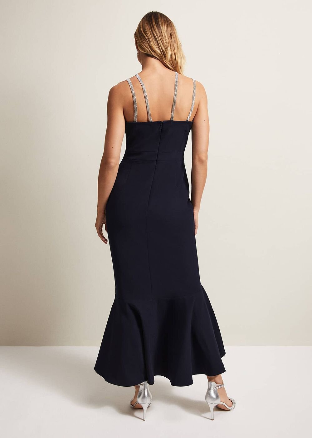 Chantal Navy Jewel Strap Maxi Dress - Navy
