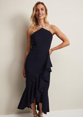 Chantal Navy Jewel Strap Maxi Dress - Navy