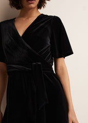 Holly Black Velvet Playsuit - Black