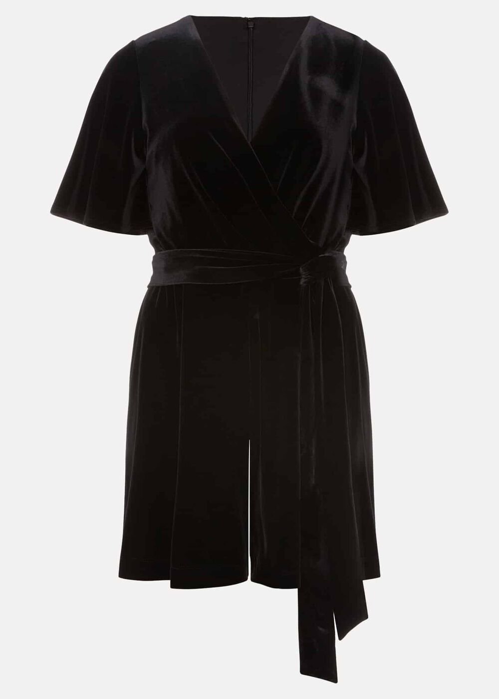 Holly Black Velvet Playsuit - Black
