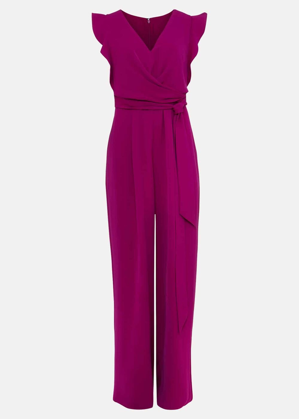 Ayla Magenta Ruffle Wrap Jumpsuit - Magenta