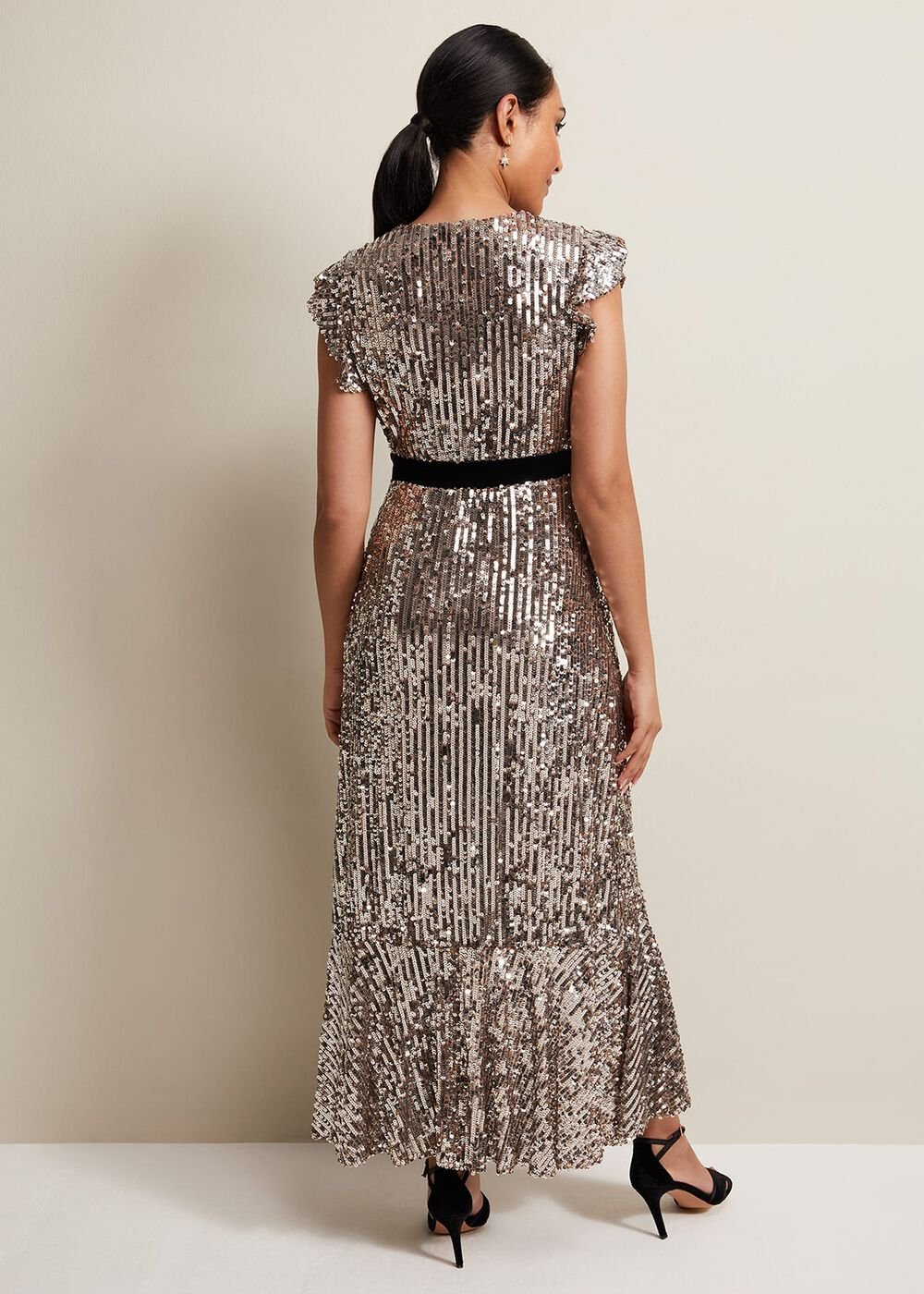 Petite Enja Sequin Maxi Dress - Gold
