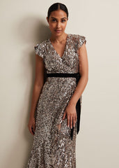 Petite Enja Sequin Maxi Dress - Gold