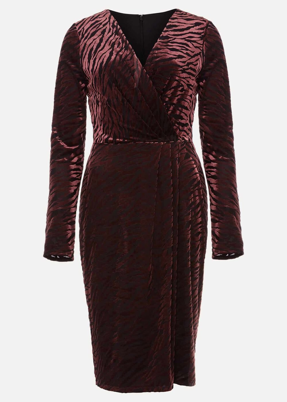 Elina Velvet Burnout Dress - Burgundy