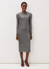 Alix Silver Plisse Midi Dress - Silver