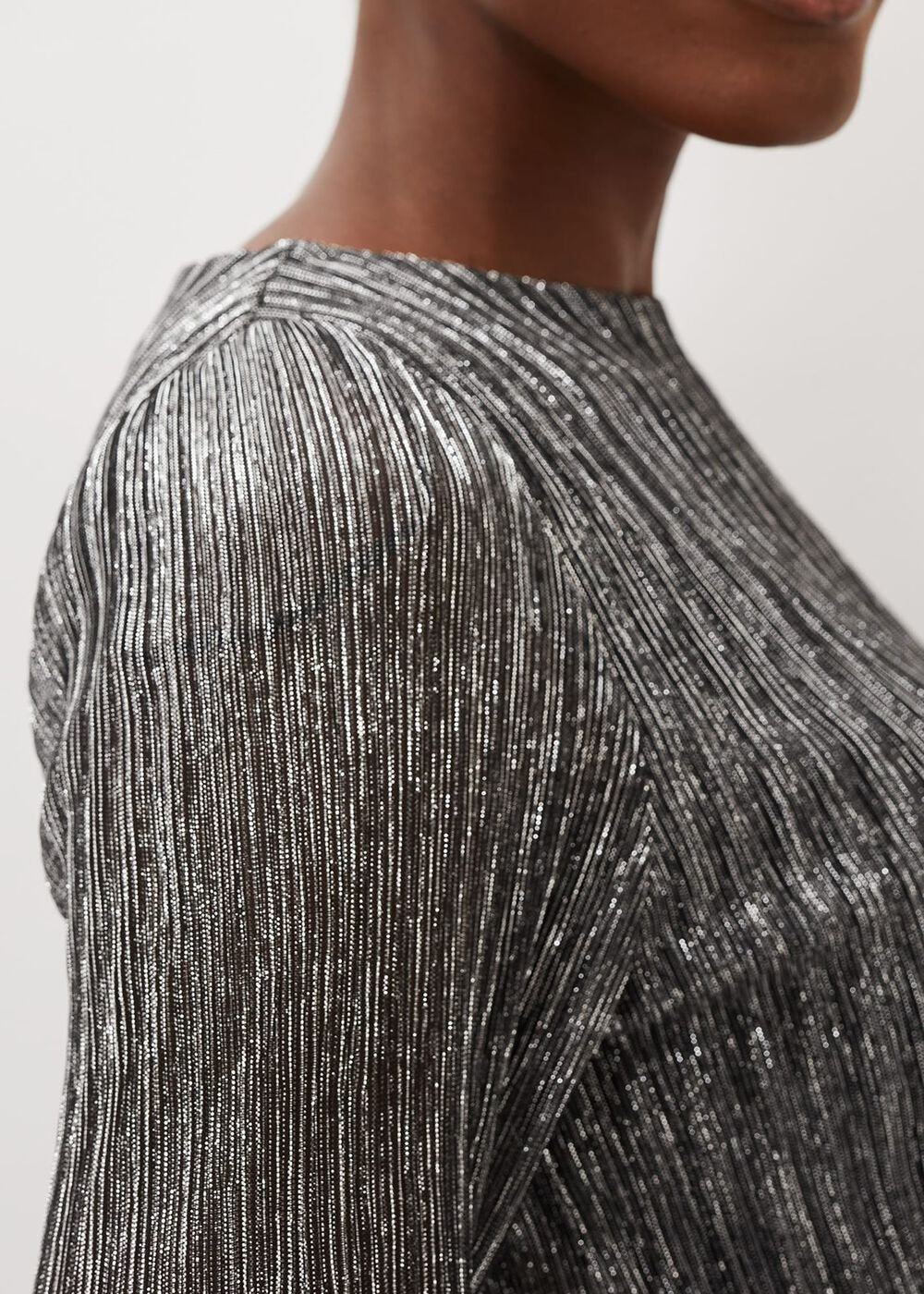 Alix Silver Plisse Midi Dress - Silver