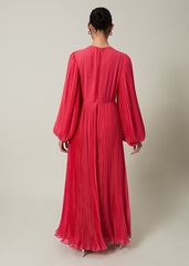 Lillian Pleated Wrap Maxi Dress - Pink