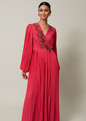 Lillian Pleated Wrap Maxi Dress - Pink