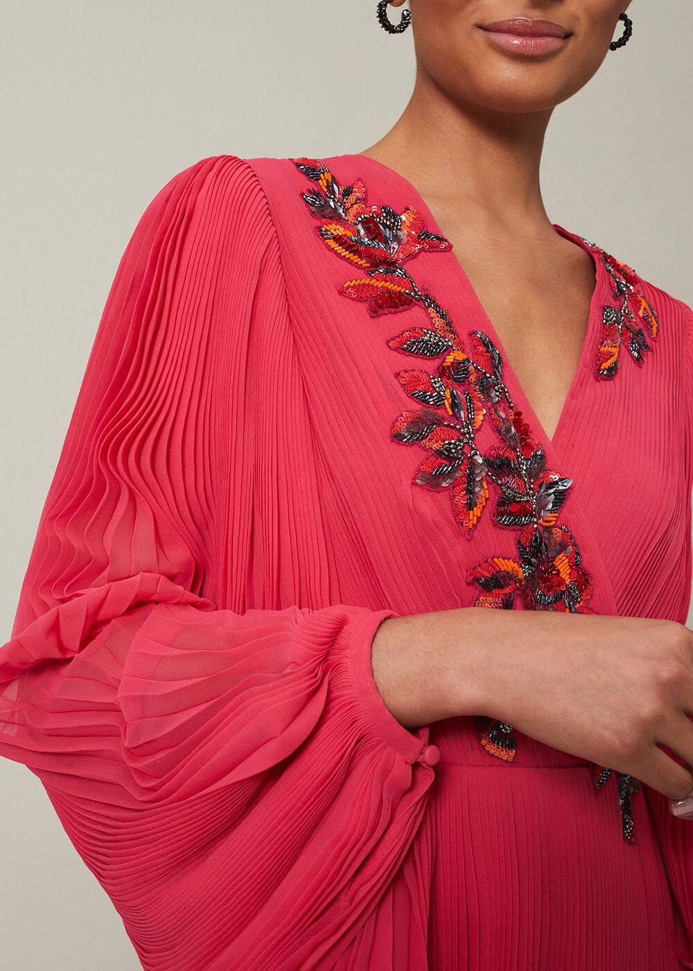 Lillian Pleated Wrap Maxi Dress - Pink