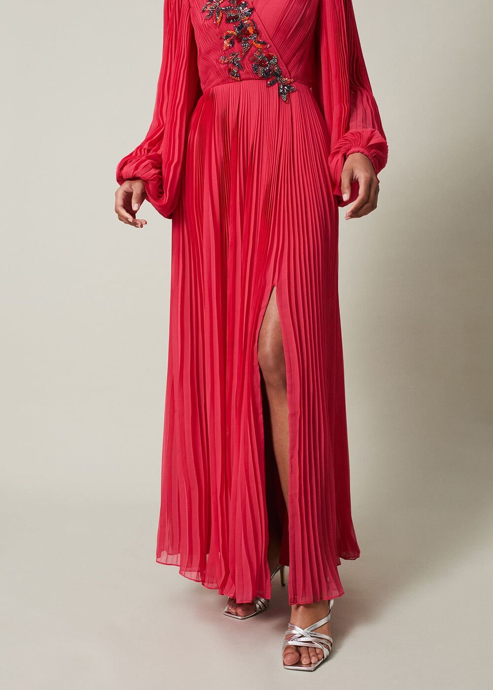 Lillian Pleated Wrap Maxi Dress - Pink