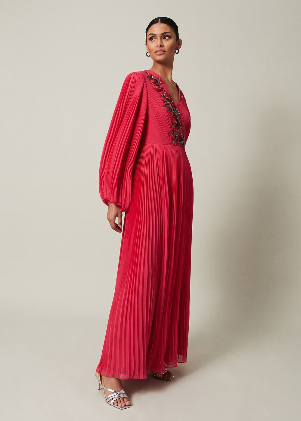 Lillian Pleated Wrap Maxi Dress - Pink