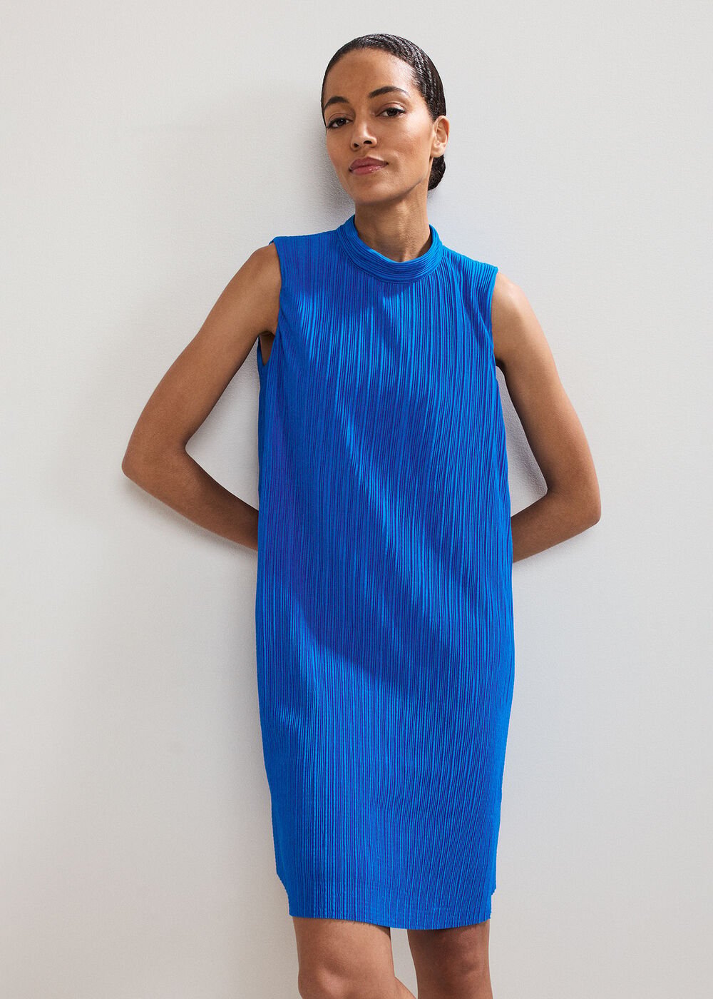 Betsie Plisse Swing Dress - Blue