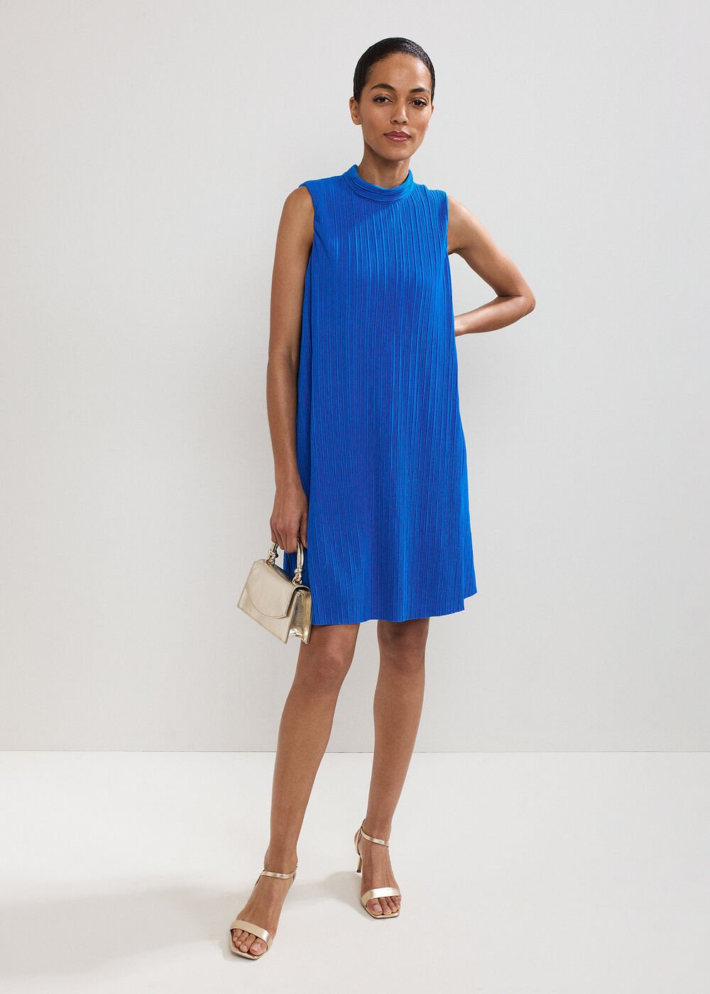 Betsie Plisse Swing Dress - Blue