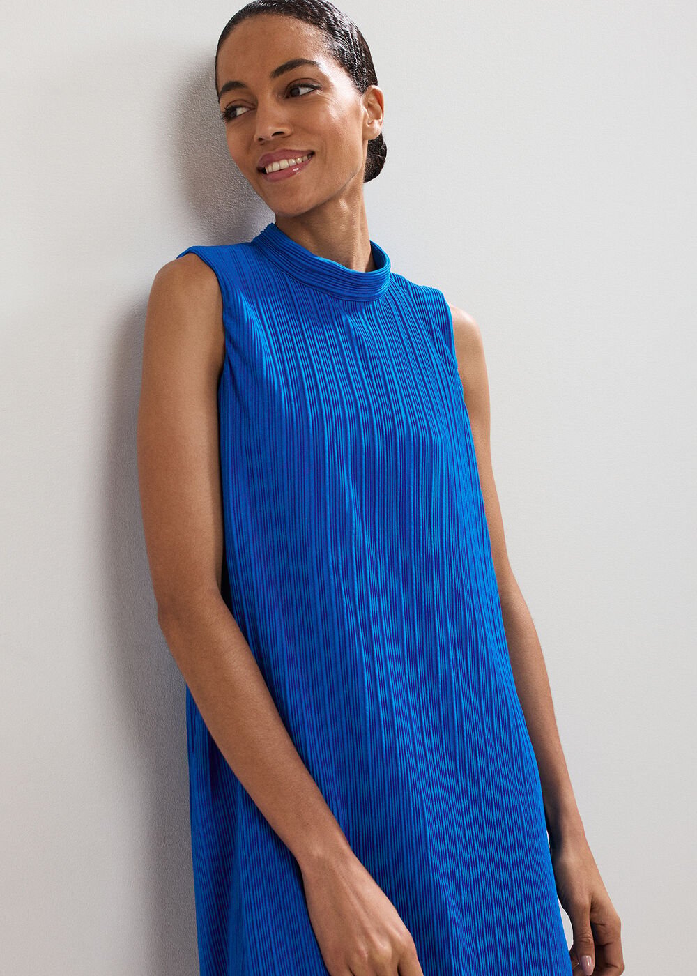 Betsie Plisse Swing Dress - Blue