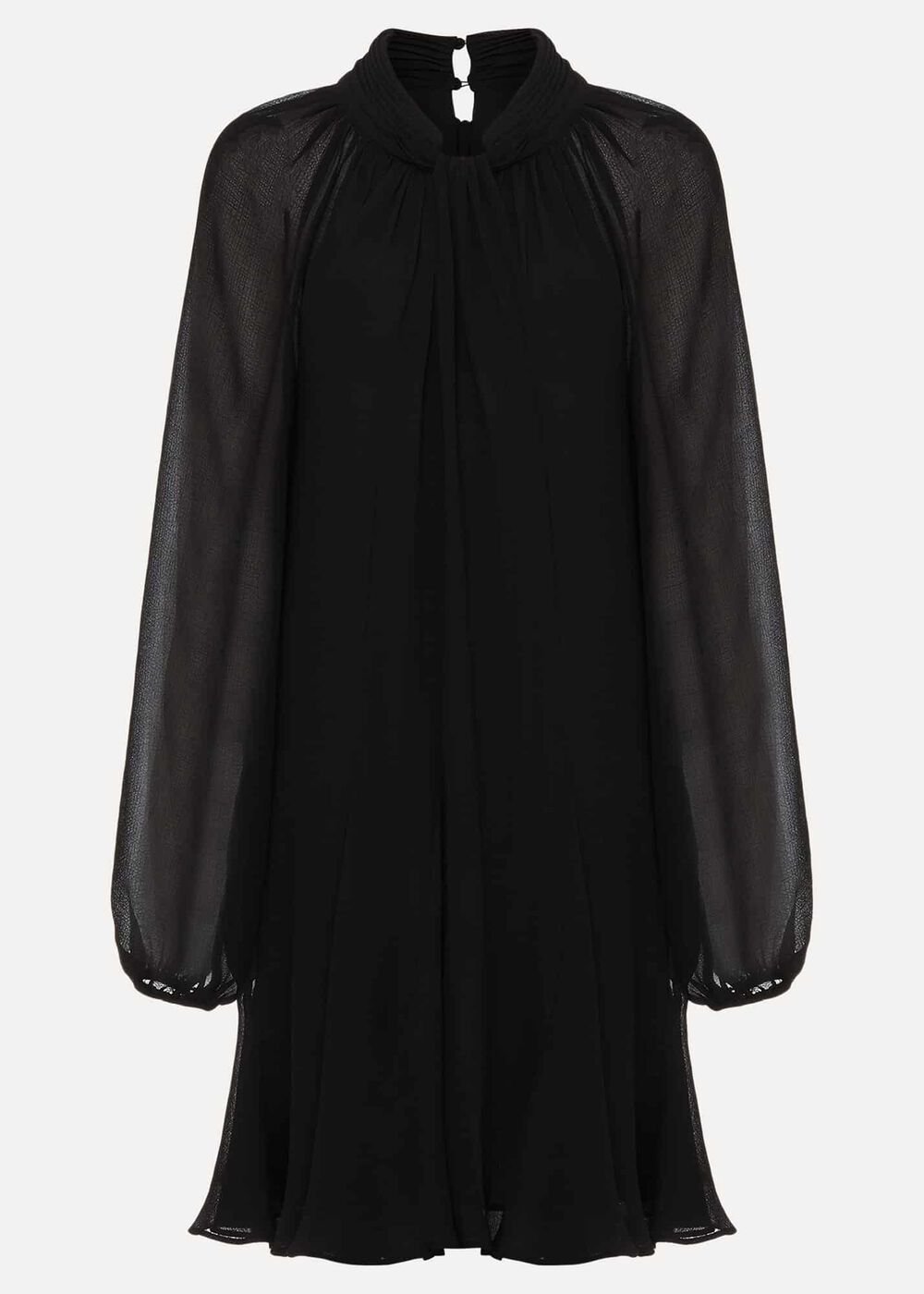Black Swing Mini Dress With Twisted Neckline - Black