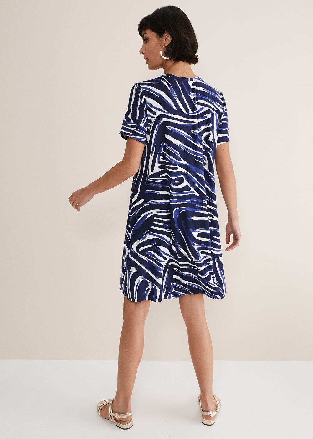 Isabelle Zebra Print Jersey Mini Dress - Blue/Multi