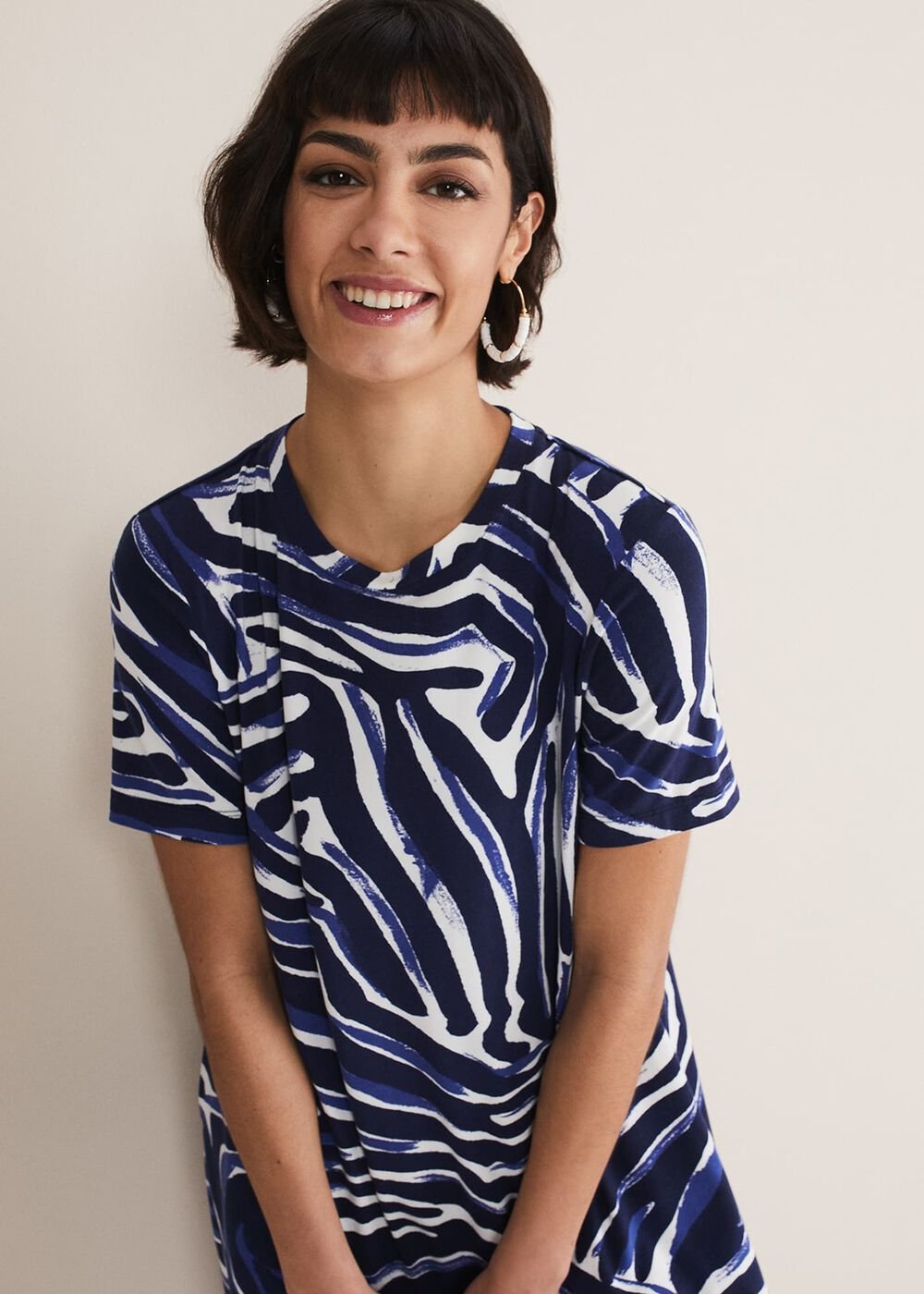 Isabelle Zebra Print Jersey Mini Dress - Blue/Multi