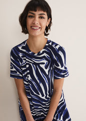 Isabelle Zebra Print Jersey Mini Dress - Blue/Multi