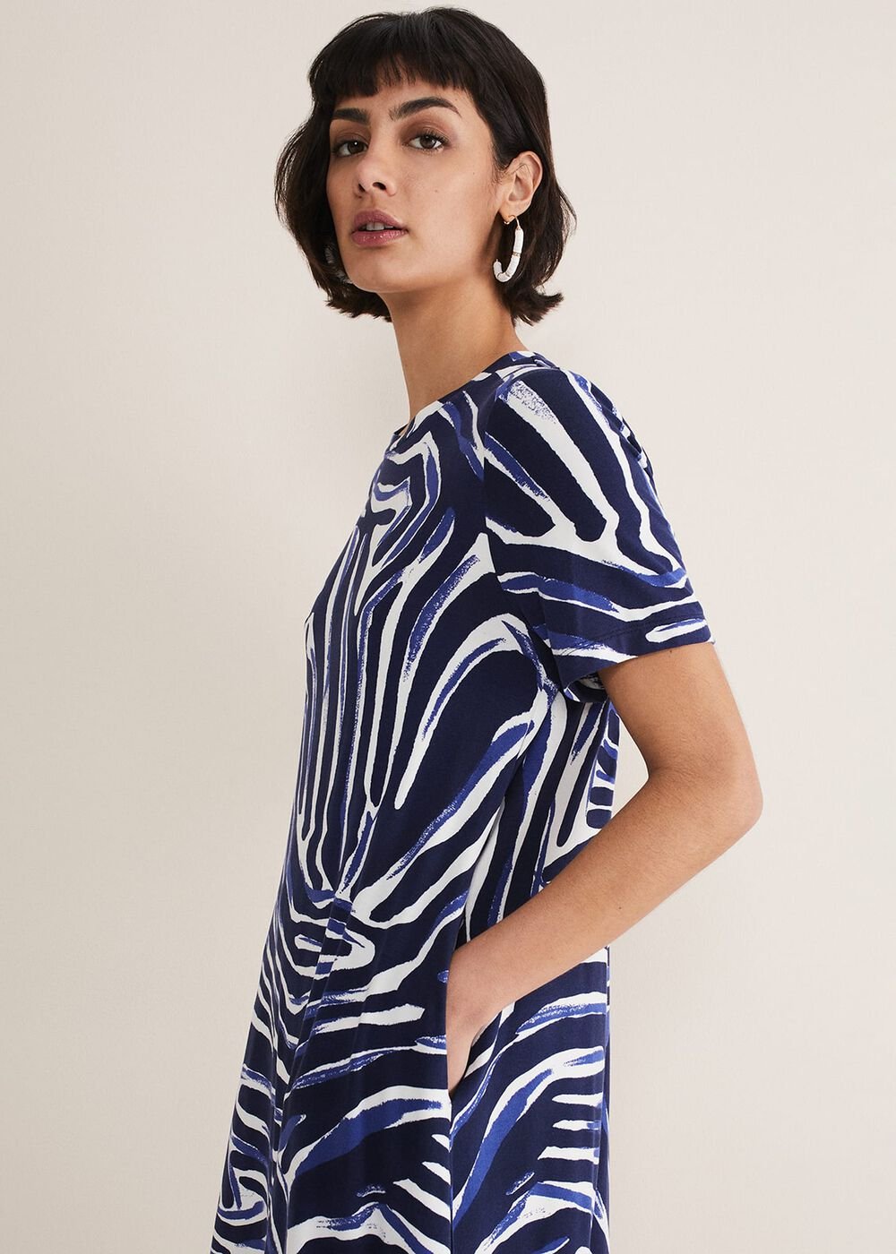 Isabelle Zebra Print Jersey Mini Dress - Blue/Multi