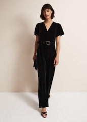 Holly Black Velvet Jumpsuit - Black