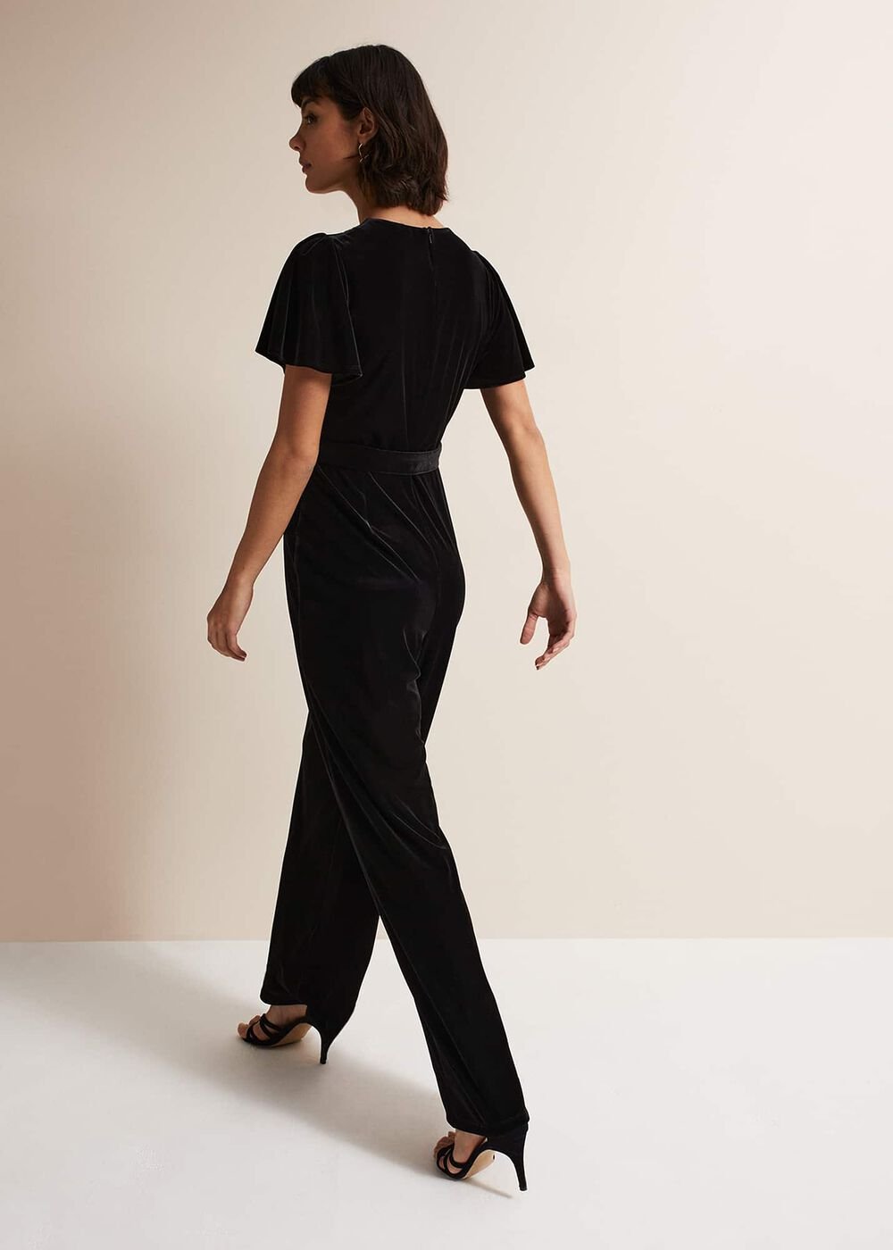Holly Black Velvet Jumpsuit - Black