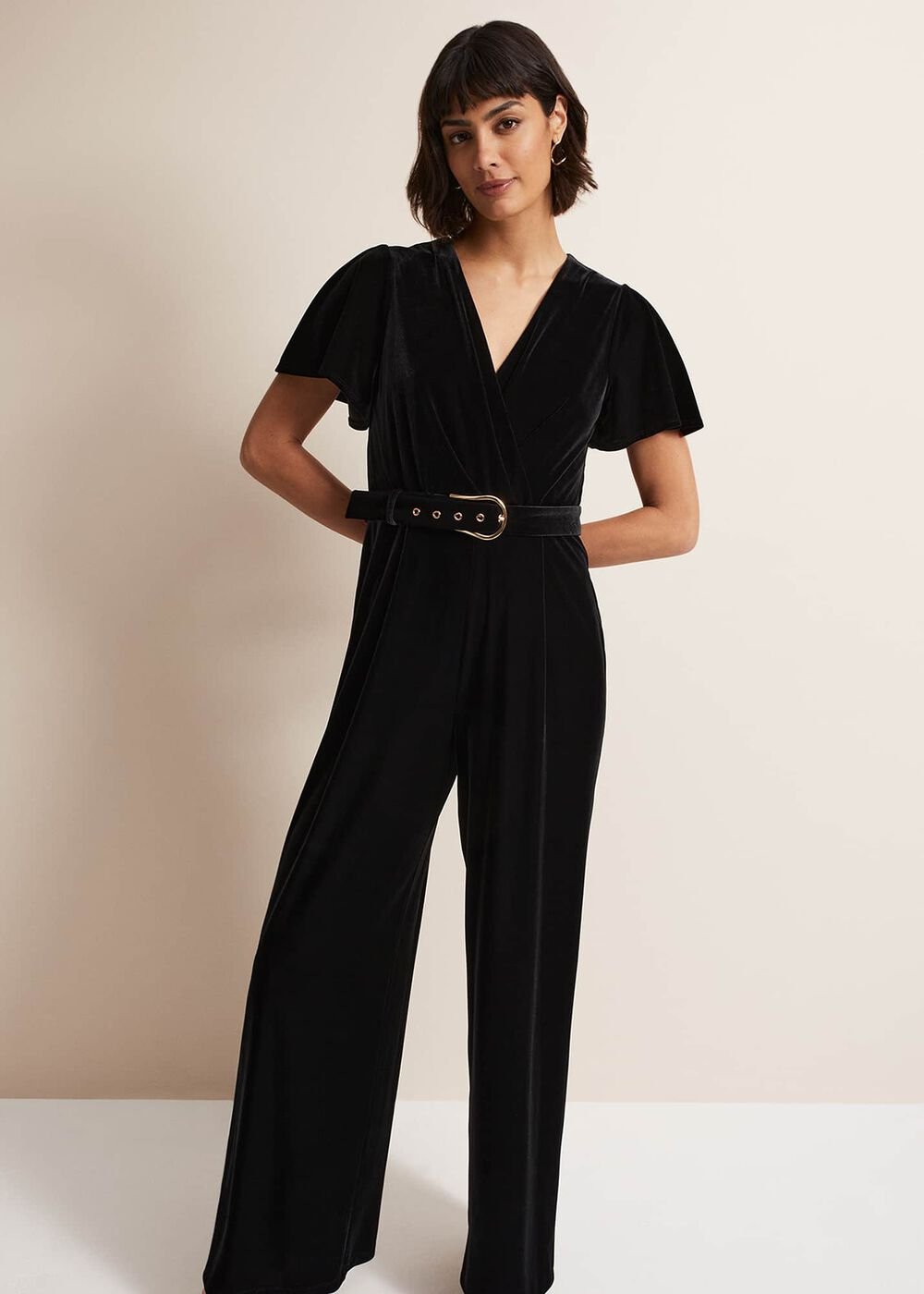 Holly Black Velvet Jumpsuit - Black