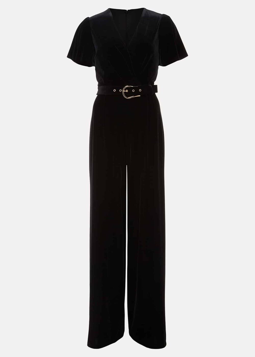 Holly Black Velvet Jumpsuit - Black