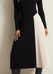 Black & White Monochrome Knitted Midaxi Dress - Black/Multi