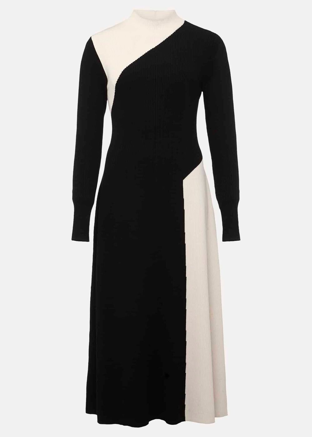 Black & White Monochrome Knitted Midaxi Dress - Black/Multi