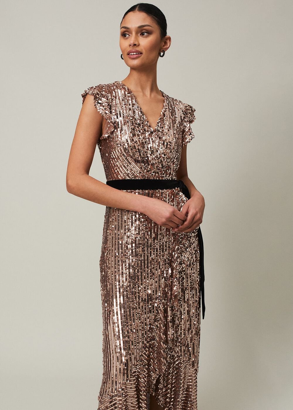 Enja Sequin Maxi Dress - Rose Gold