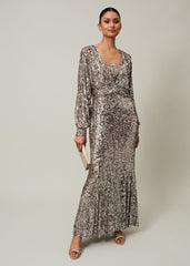Thalia Sequin Maxi Dress - Silver