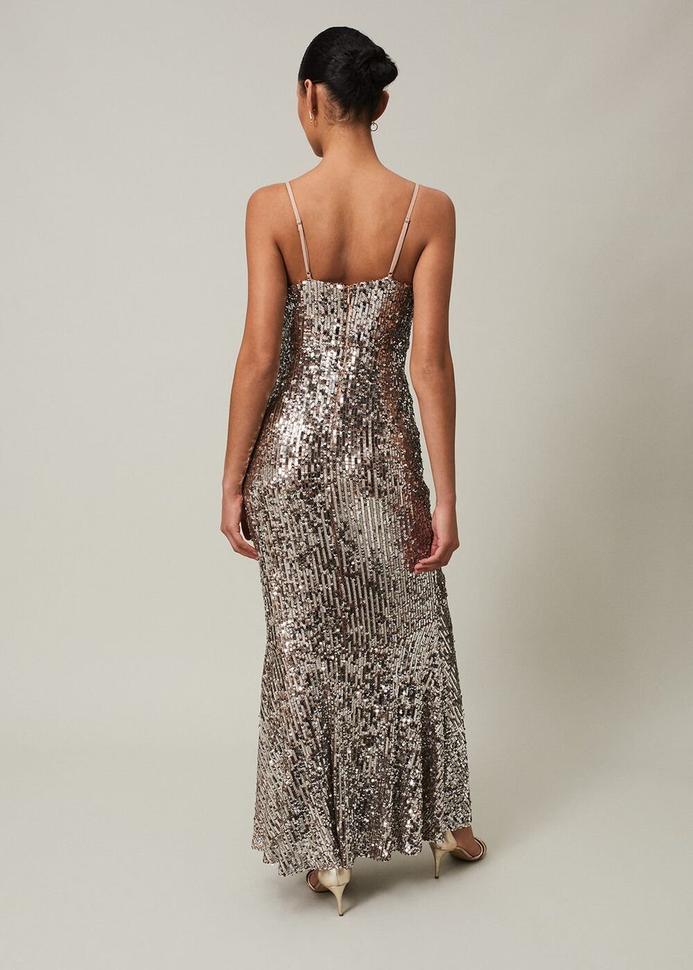 Thalia Sequin Maxi Dress - Silver