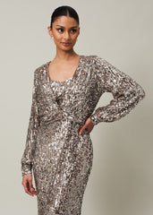 Thalia Sequin Maxi Dress - Silver