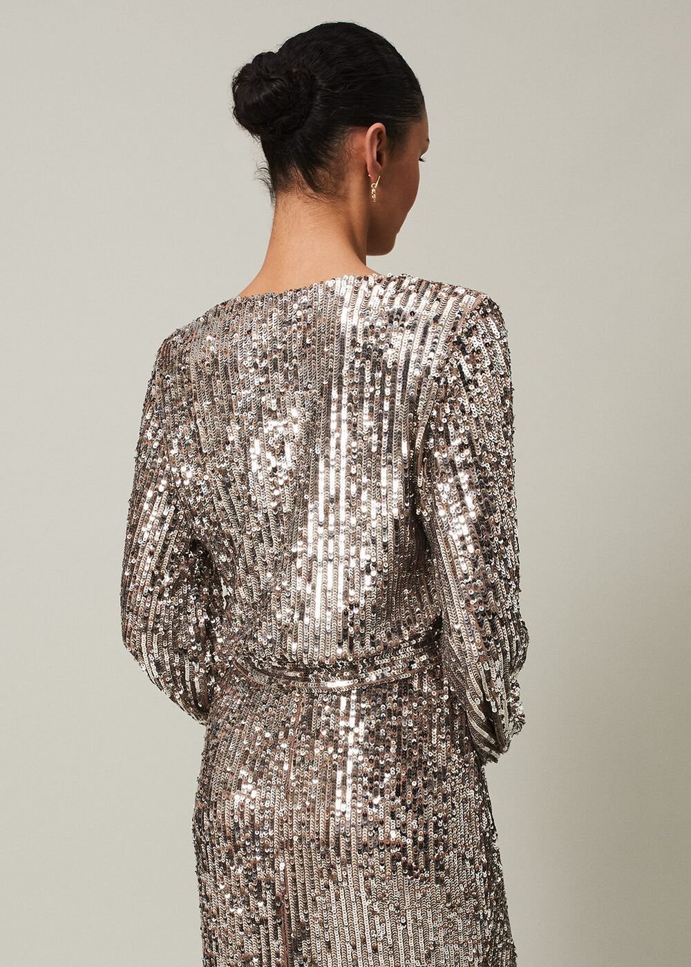 Thalia Sequin Maxi Dress - Silver