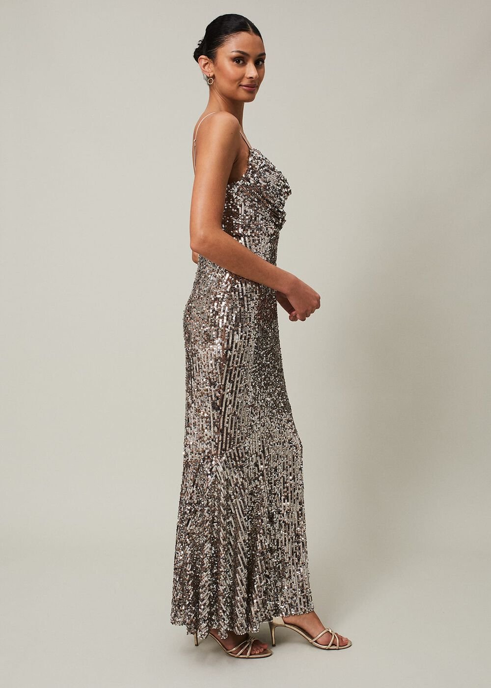 Thalia Sequin Maxi Dress - Silver