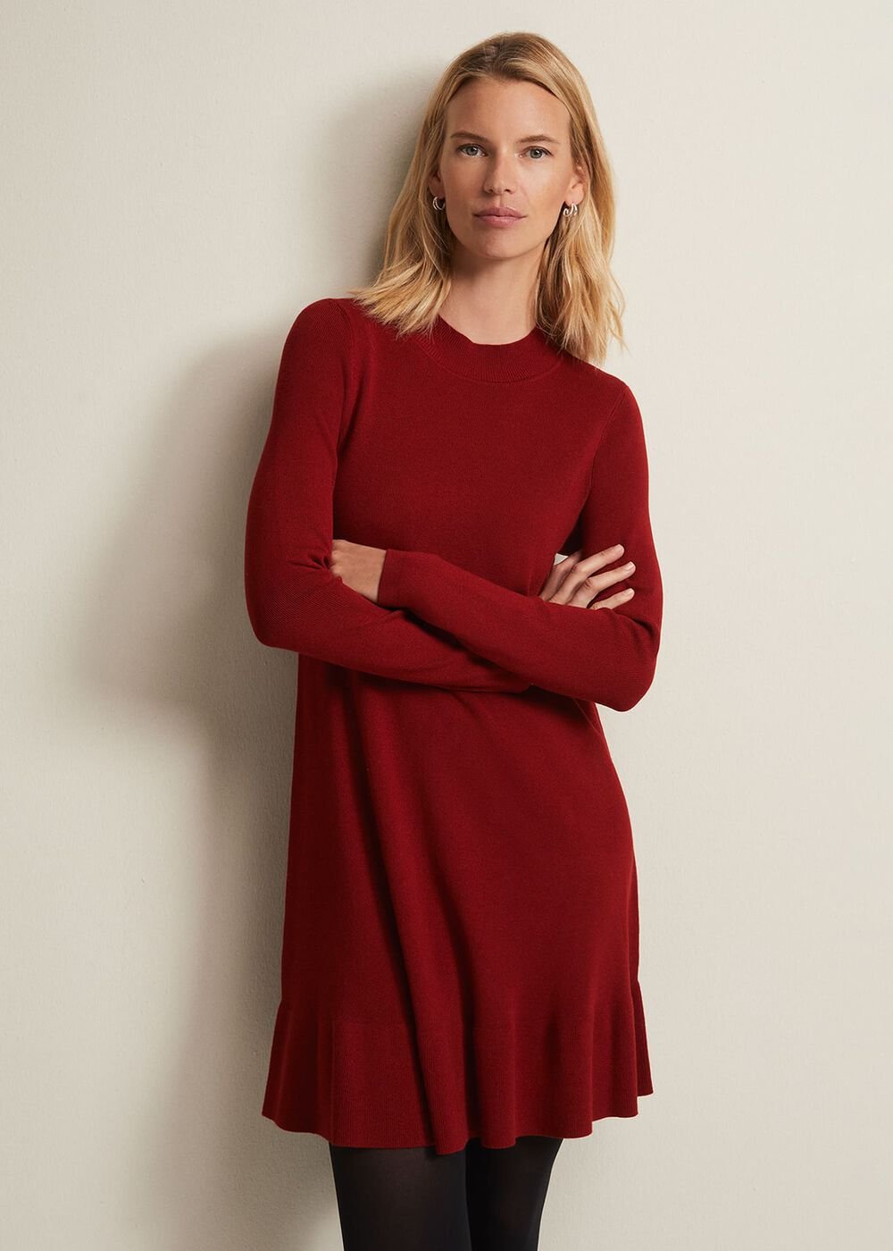 Vickie Fine Knit Mini Dress - Red